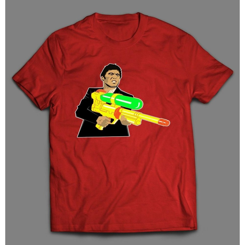 TONY MONTANA SUPER SOAKER TOY GUN SHIRT - Picture 1 of 1